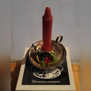 Silver Christmas Chamberstick Candle